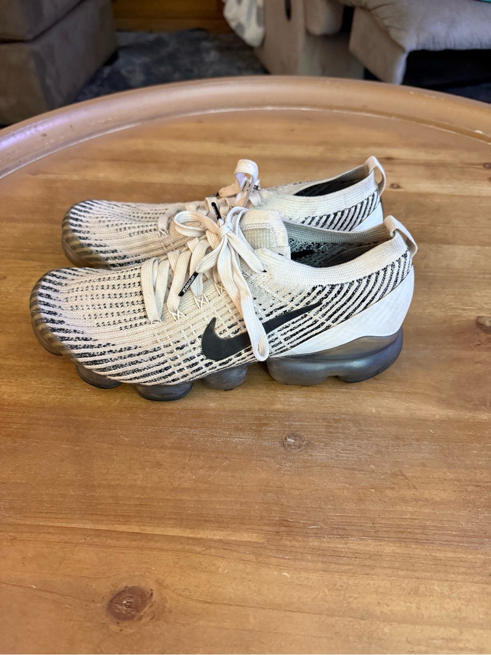 Nike VaporMax Flyknit Athletic Sneakers - Cream & Black